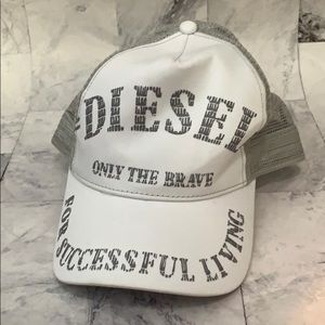 White and grey Diesel mesh hat